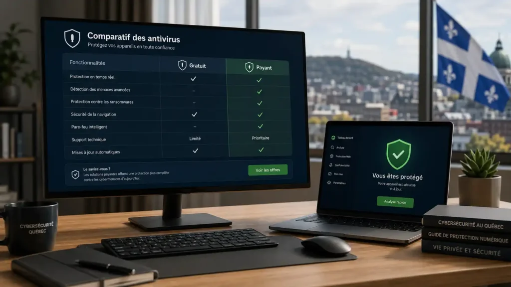 Meilleur antivirus pour PC et Mac au Québec en 2026 : comparatif honnête gratuit vs payant