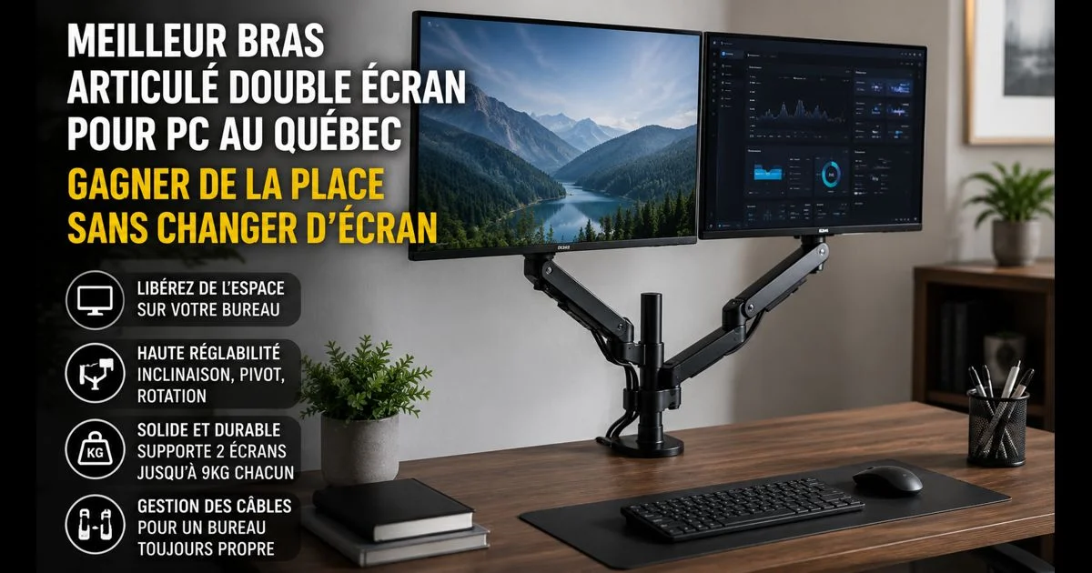 Meilleur bras articulé double écran pour PC au Québec : gagner de la place sans changer d'écran