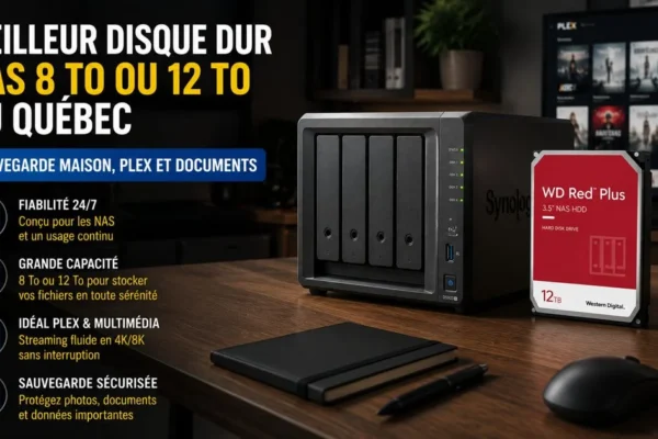 Meilleur disque dur NAS 8 To ou 12 To au Québec : sauvegarde maison, Plex et documents