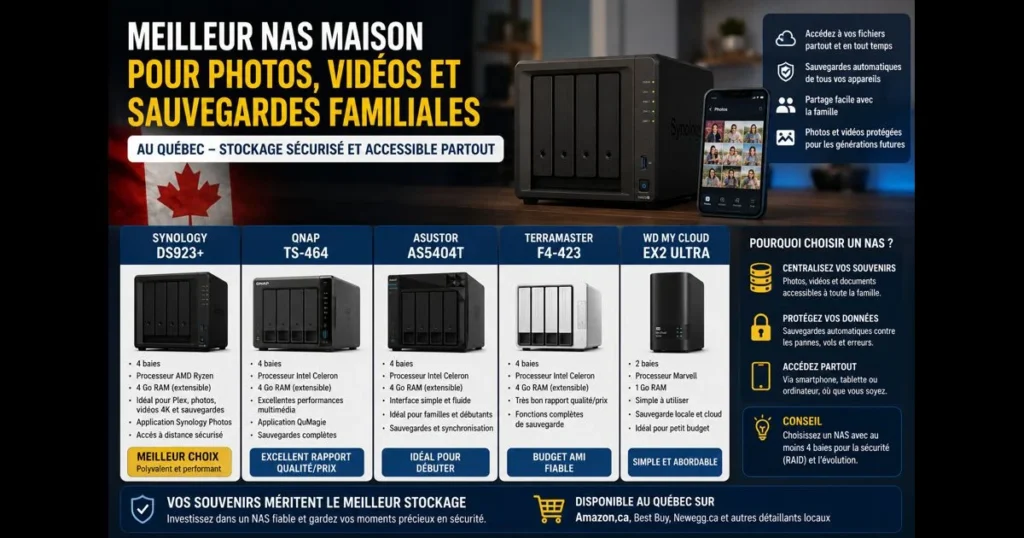 Meilleur NAS maison pour photos, vidéos et sauvegardes familiales au Québec