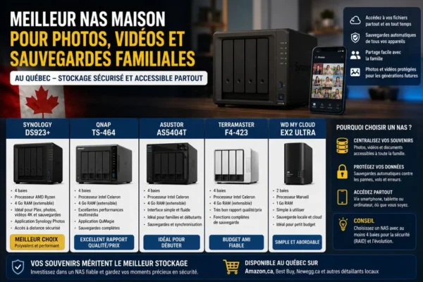 Meilleur NAS maison pour photos, vidéos et sauvegardes familiales au Québec