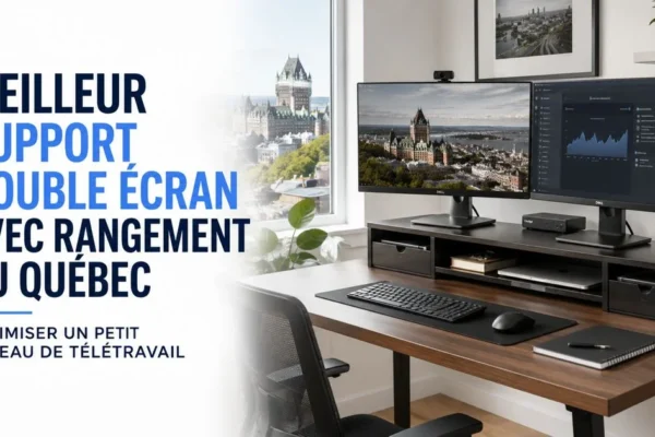 Meilleur support double écran avec rangement au Québec : optimiser un petit bureau de télétravail