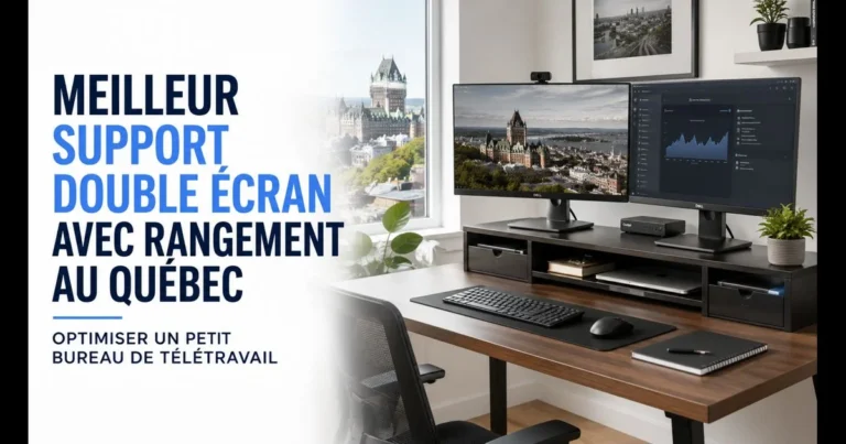 Meilleur support double écran avec rangement au Québec : optimiser un petit bureau de télétravail