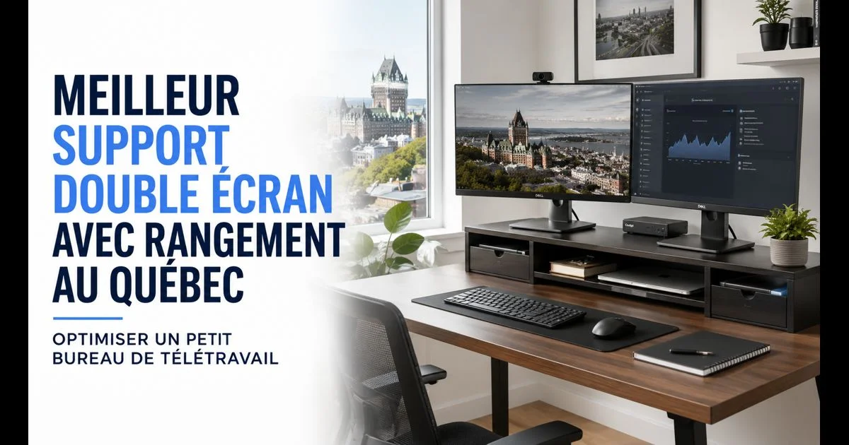 Meilleur support double écran avec rangement au Québec : optimiser un petit bureau de télétravail