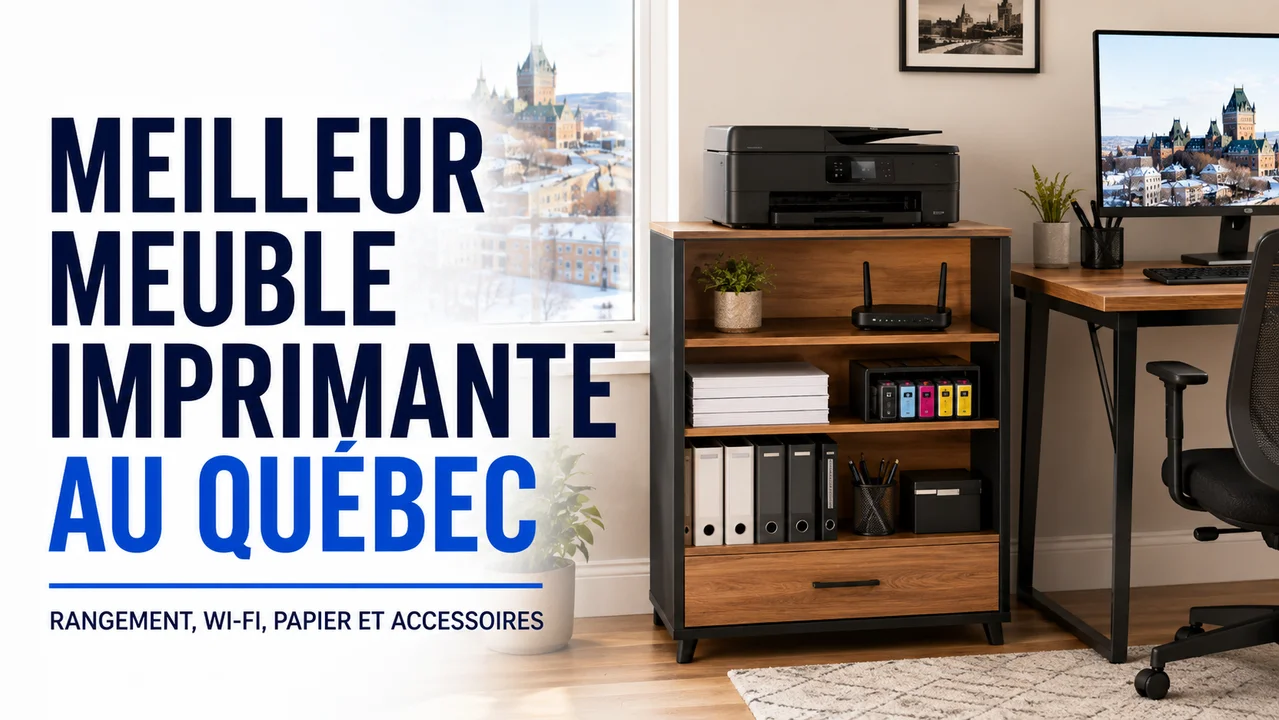 Meilleur meuble imprimante pour bureau maison au Québec : rangement, Wi‑Fi, papier et accessoires