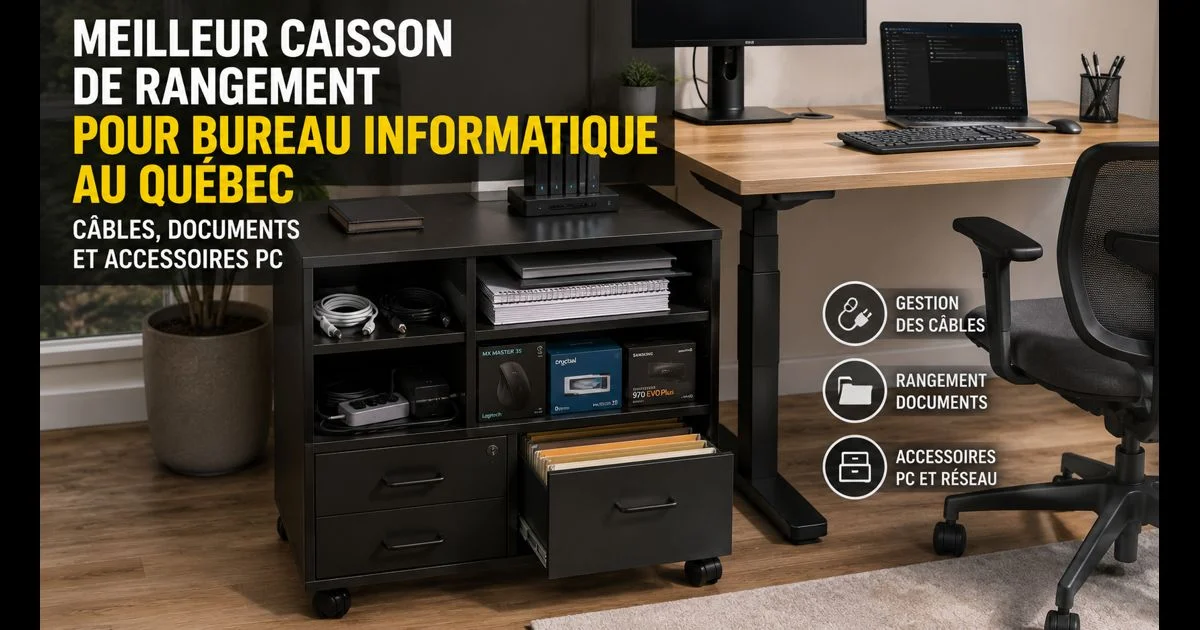 Meilleur caisson de rangement pour bureau informatique au Québec : câbles, documents et accessoires PC